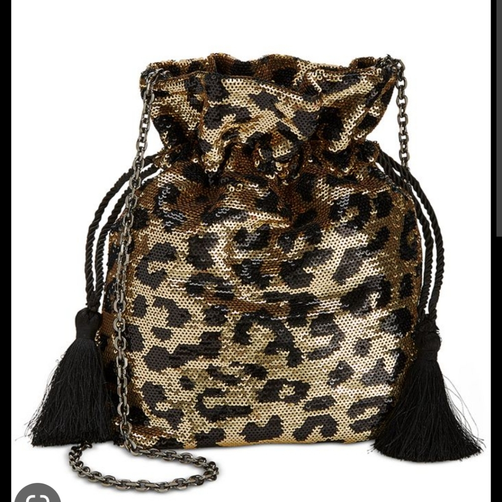 Sequined Leopard Pouch by Betsey Johnson